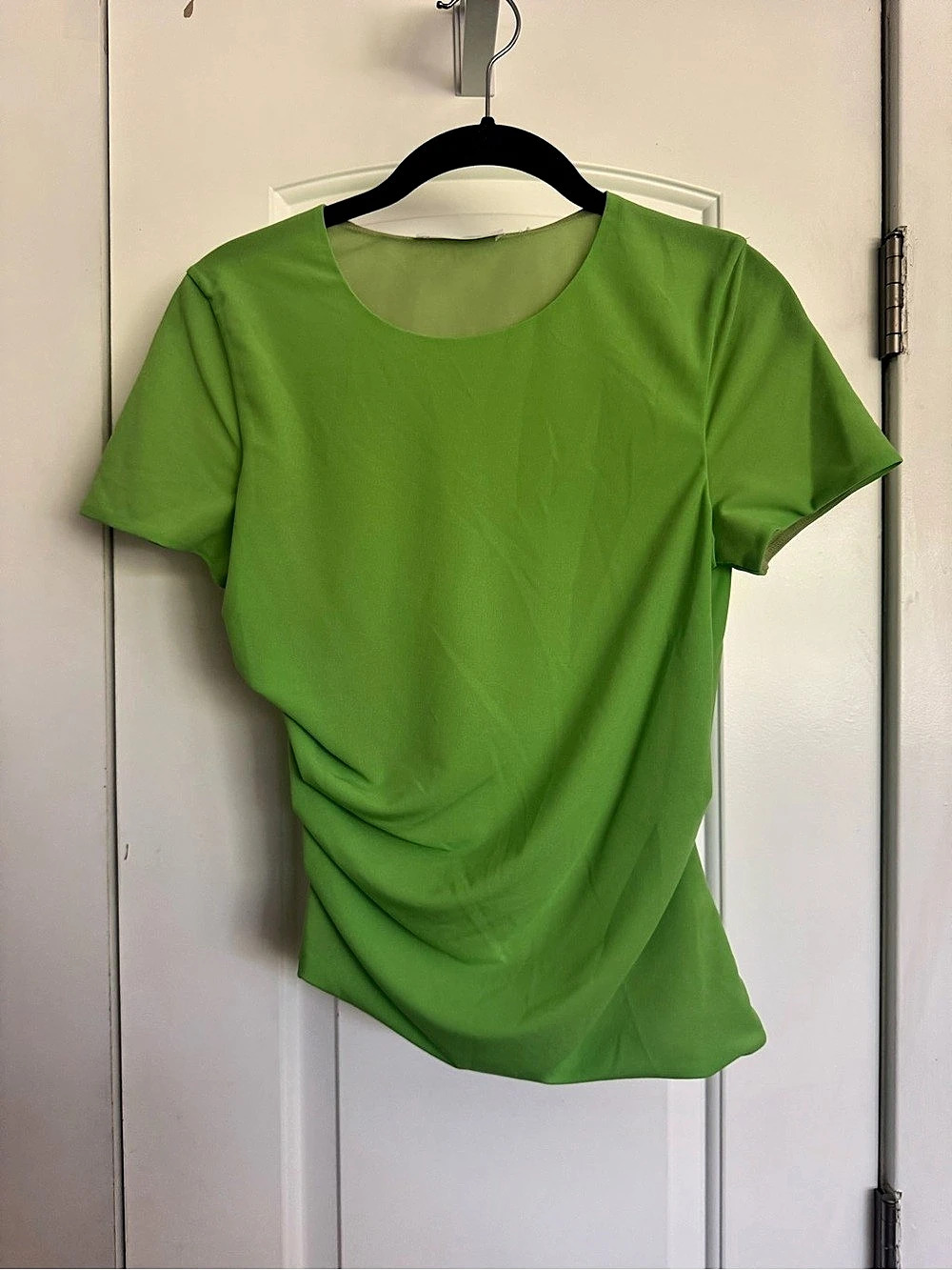 Helmut Lang Draped short-sleeve top in Green Size Medium